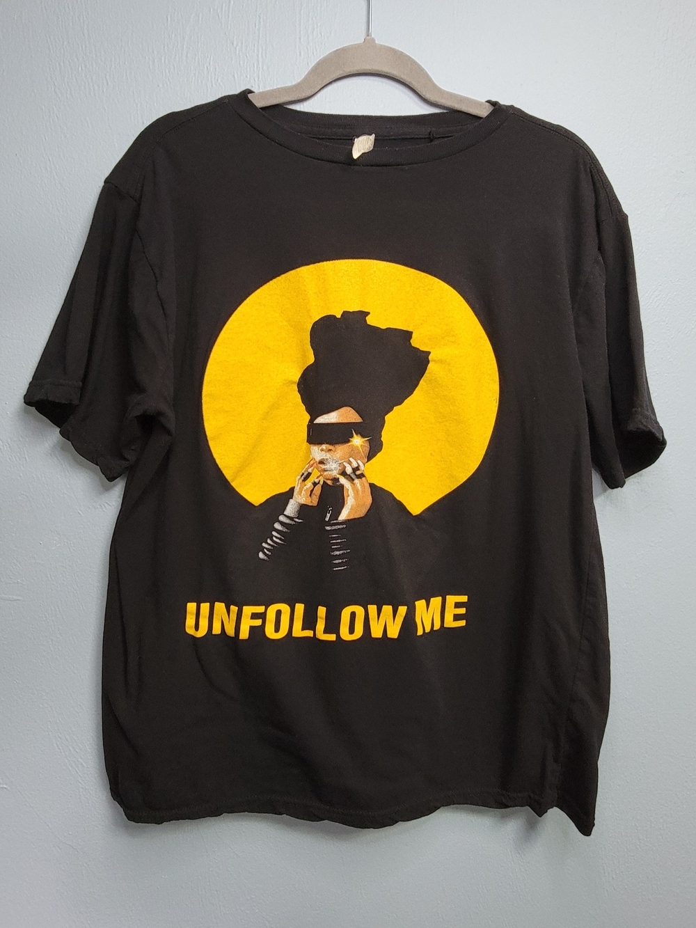 Unfollow Me Black Graphic T-Shirt